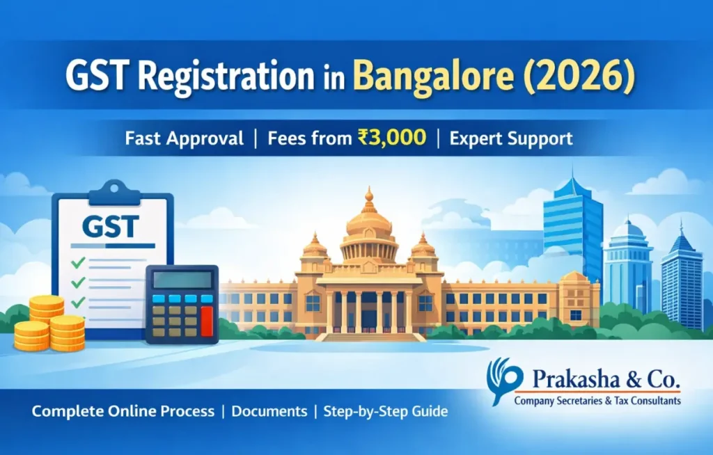 gst registration in bangalore process fees documents 2026
