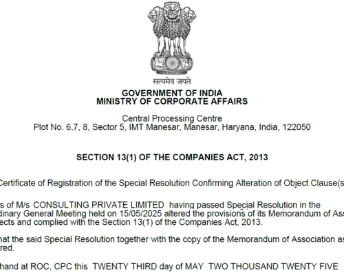 Alteration of MOA & MOA Amendment