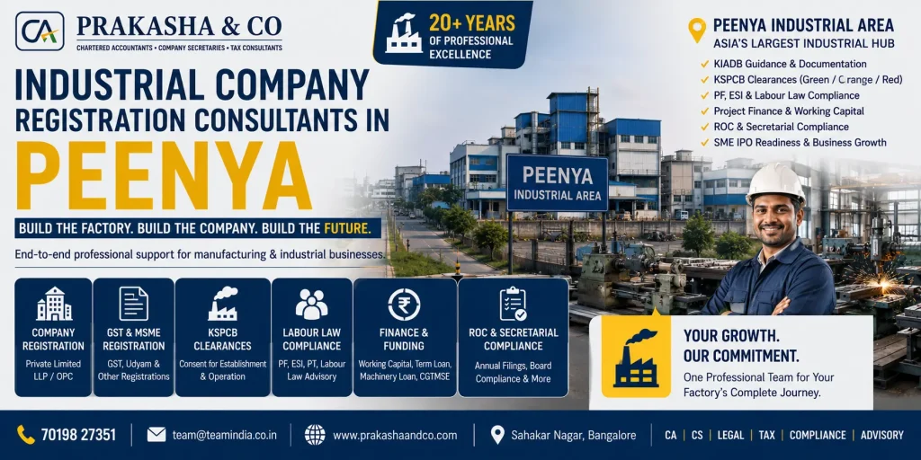 Industrial Company Registration Peenya